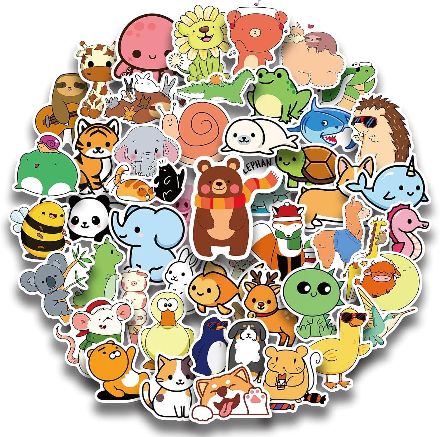 Acekar Cute Animal Stickers,50 PCS Colorful Animal Waterproof Stickers,Vinyl Cute Aesthetic Stickers for Water Bottle,Laptop,Phone,Skateboard Stickers for Teens Girls Kids, colorful