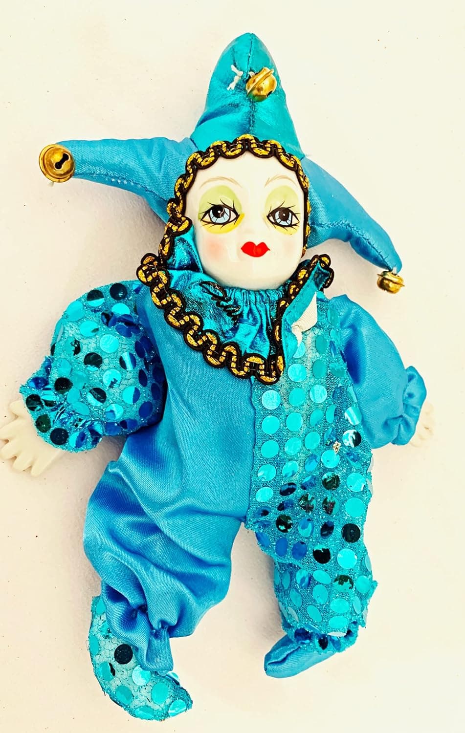 Porcelain Baby Clown Doll Mardi Gras New Orleans (Baby Blue)