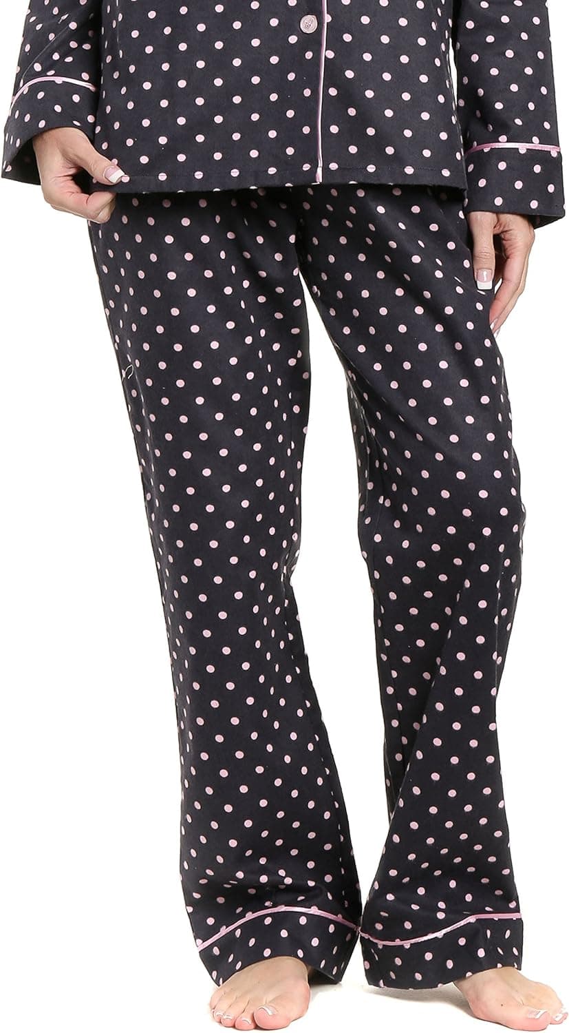 Noble Mount Womens Pajama Pants - 100% Cotton Flannel Lounge Pants with Pockets & Drawstring