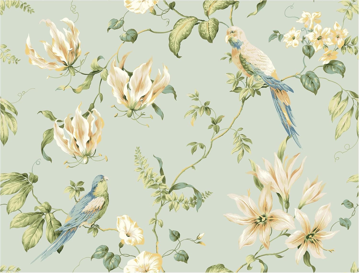 York Wallcoverings Casabella Tropical Floral Removable Wallpaper, Light Blue