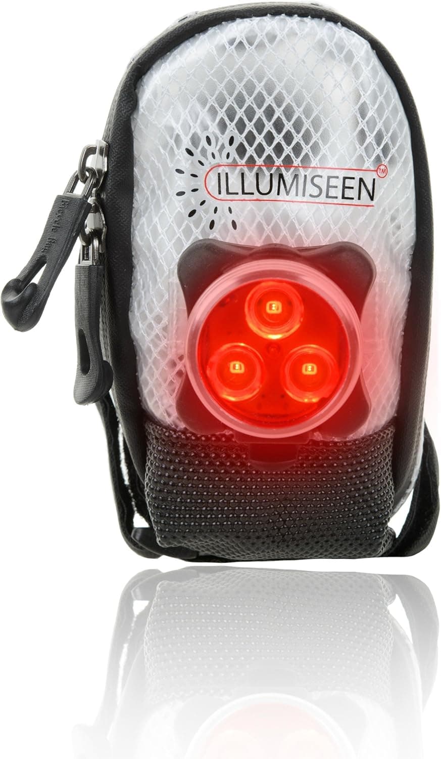 Saddle Bag w/LED – Works Best for Road Bike and MTB – Rear Tail Light Included – Ideal for Putting Biking Accessories Under Your Bicycle Seat – Safe, Convenient, Rainproof & High Visibility