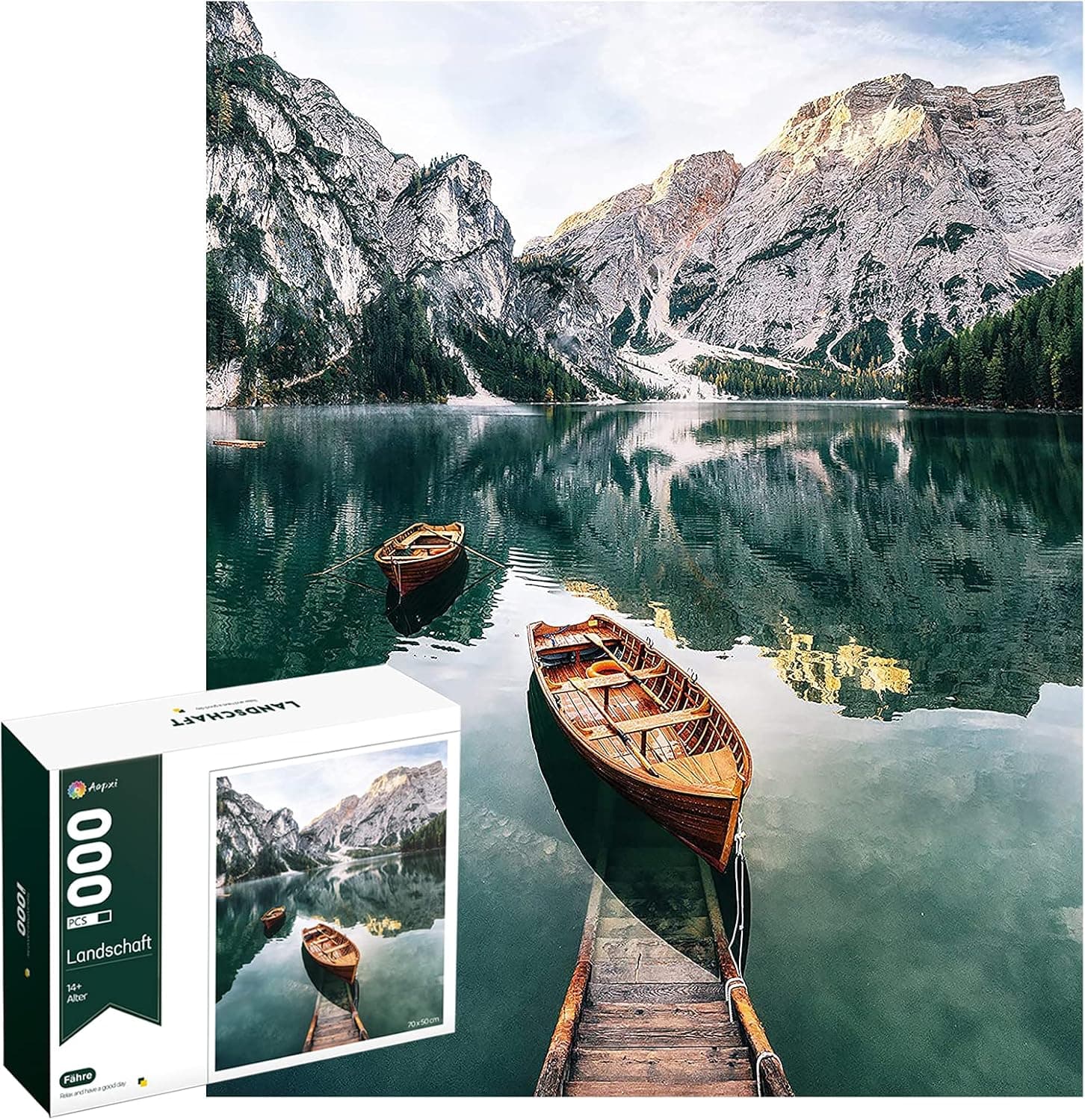 Puzzle for Adults 1000 Pieces - Landscape Mountain Lake Bres, Italy - Jigsaw Puzzles 28 in x 20 in
