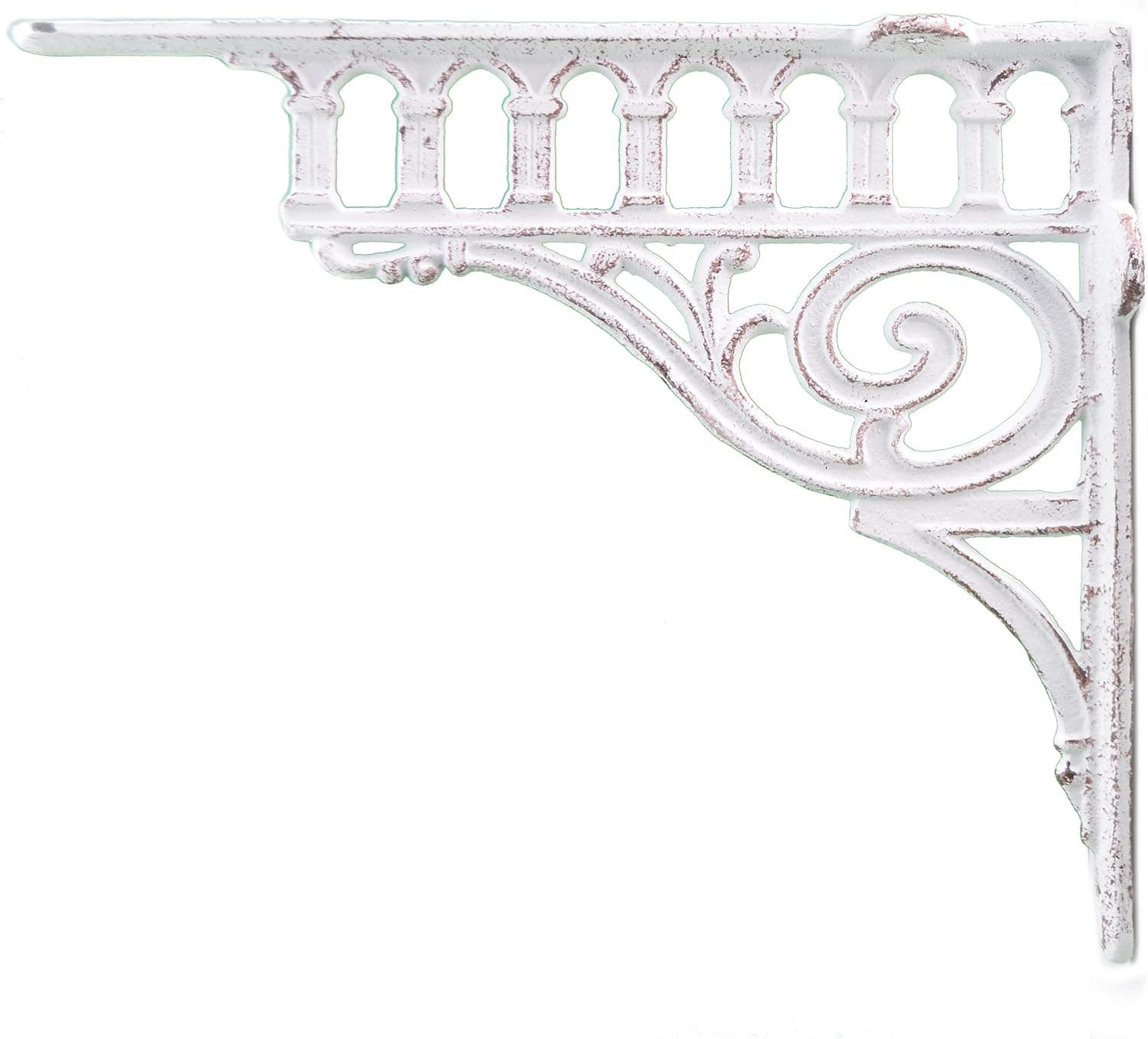 Cast Iron Wall Shelf Bracket Columns Pillar Design Distressed White 11.375" Deep Brace