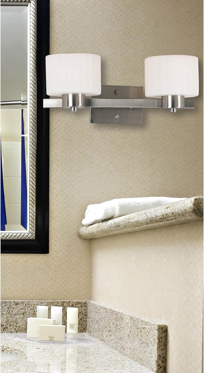 Kenroy Home 80412BS Legacy 2 Light Vanity, Brushed Steel