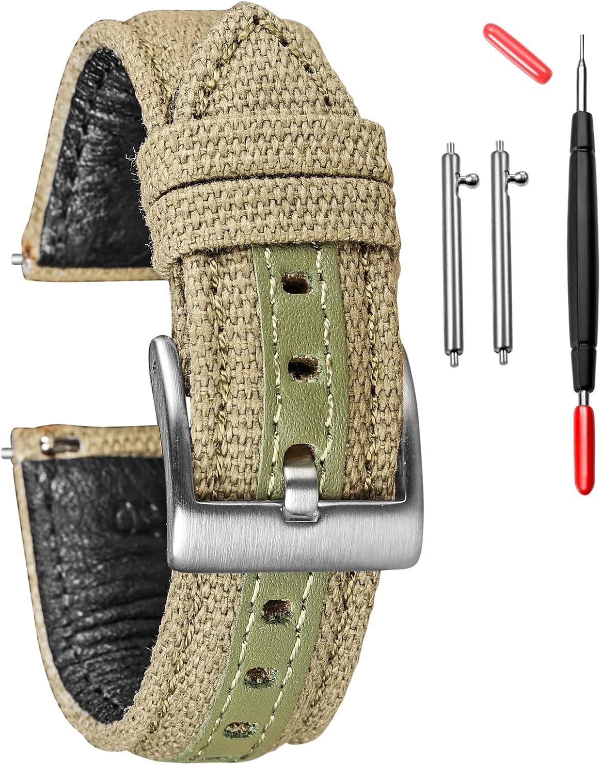 Canvas Watch Bands, Quick Release Watch Strap, Military Fabric Replacement Bands for Men Women, Choice of 18mm 20mm 22mm 24mm, fit for Heavy Duty Wearing
