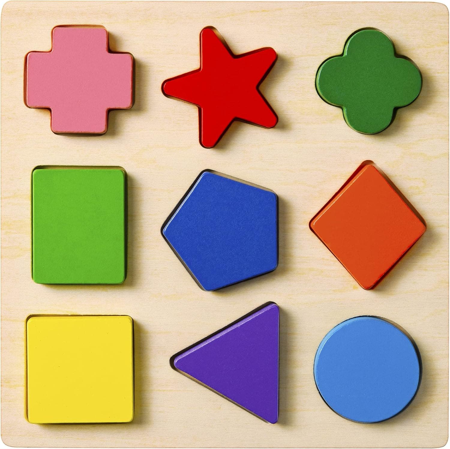 GYBBER&MUMU Preschool Colorful Wooden Shape Puzzle sorter Blocks for Toddlers 18 Month