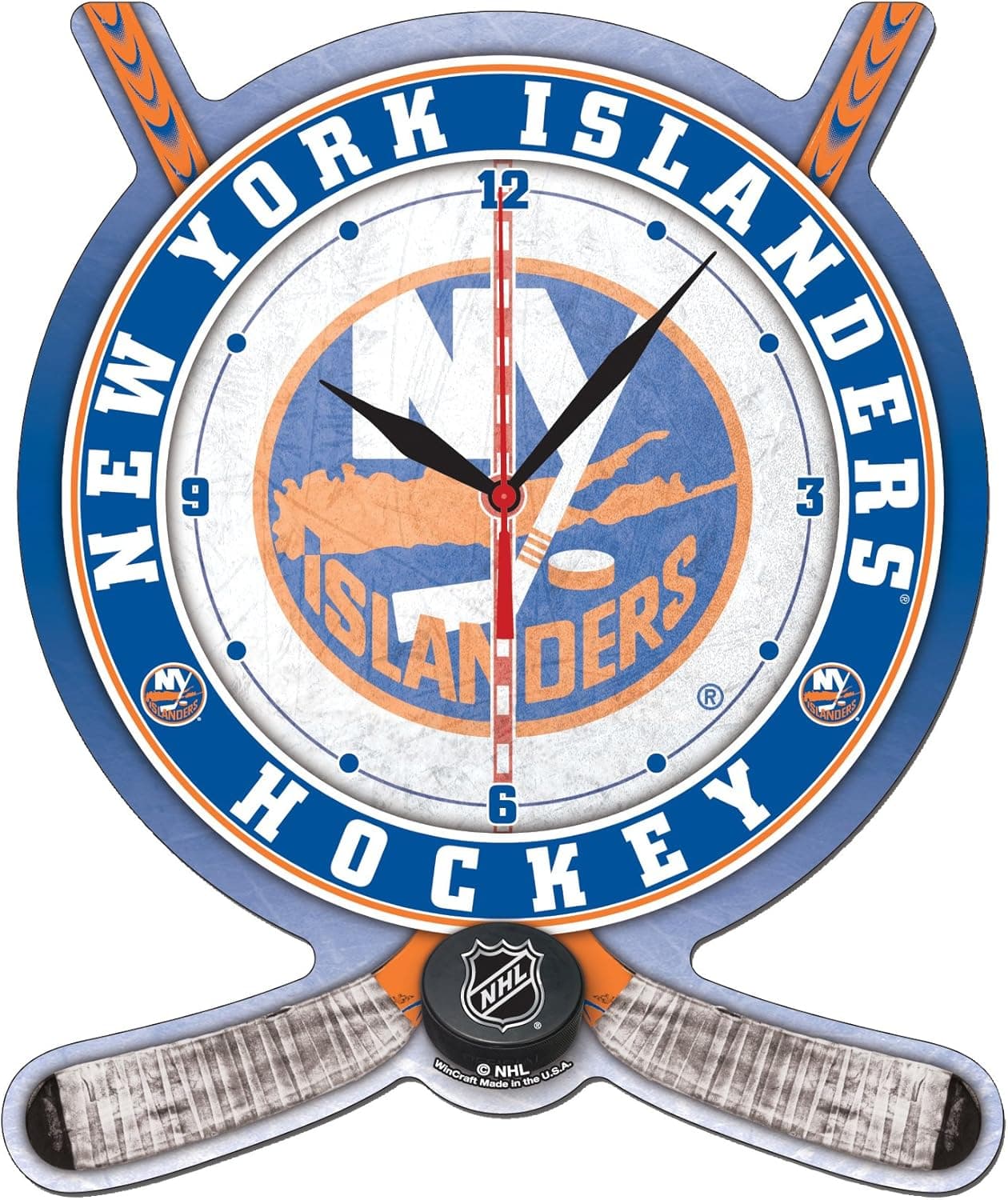 NHL New York Islanders Hockey Stick and Puck High Definition Clock