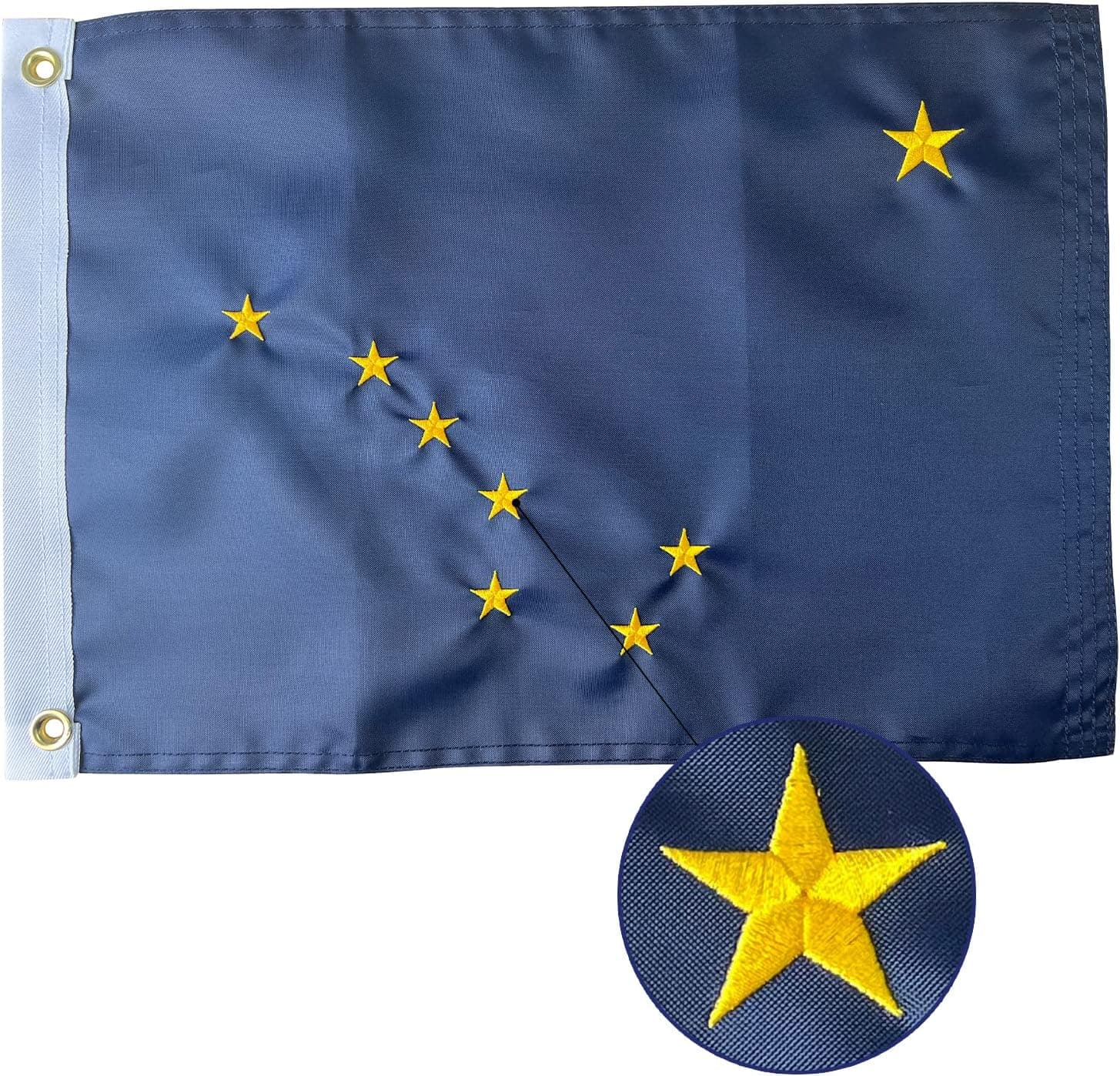 AZCOVER Alaska Flag 12x18 Inch, Embroidered Stars Alaska State Flag for Boat, Small Alaska Flags Outdoor with 2 Brass Grommets 12"x18" Alaska Boat Flag for Outside