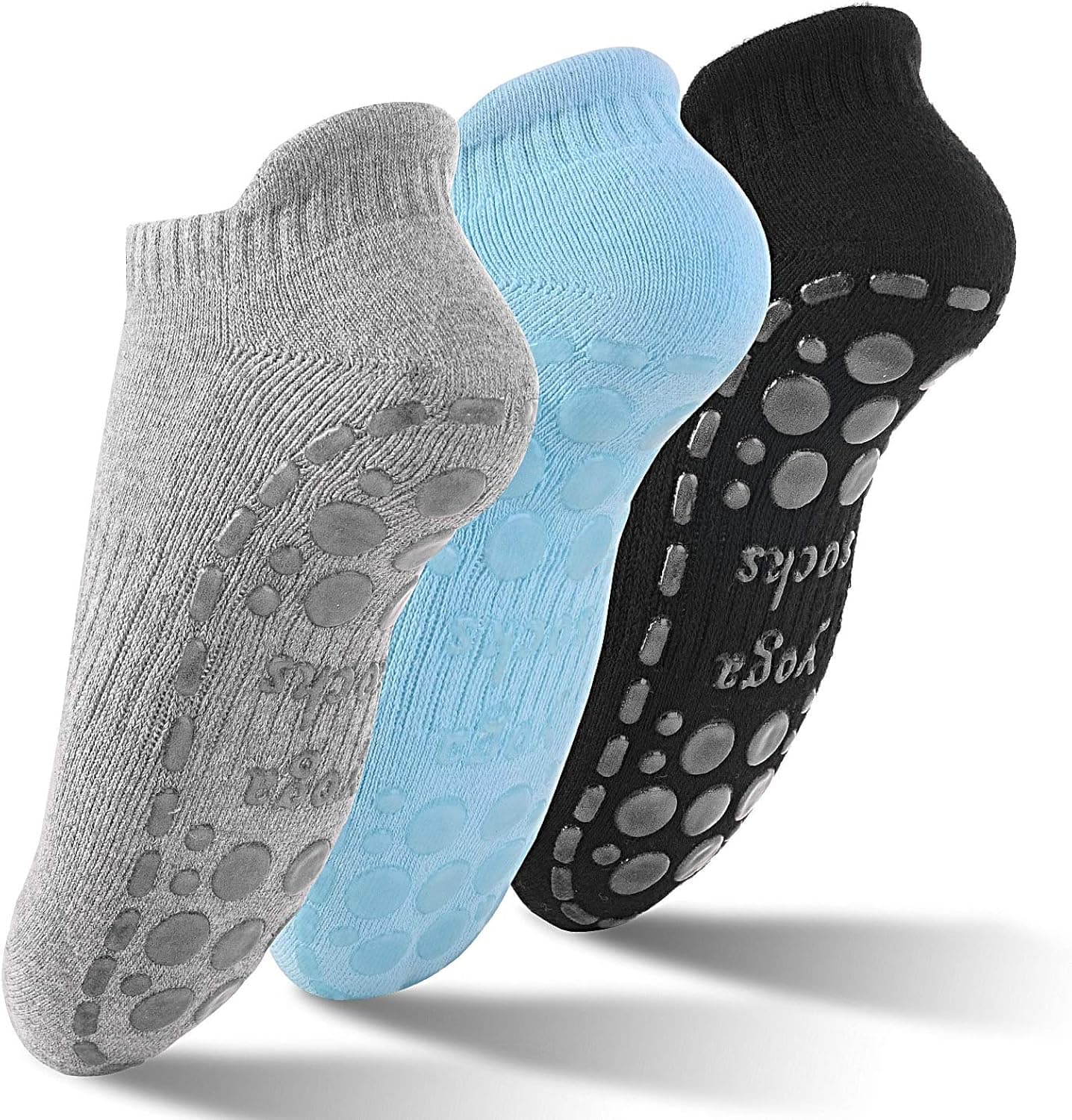 EASTDAMO Pilates Yoga Socks with Grips for Women Non Slip Sticky Socks for Yoga Pilates Barre Ballet Home&Hospital(3 Pairs)