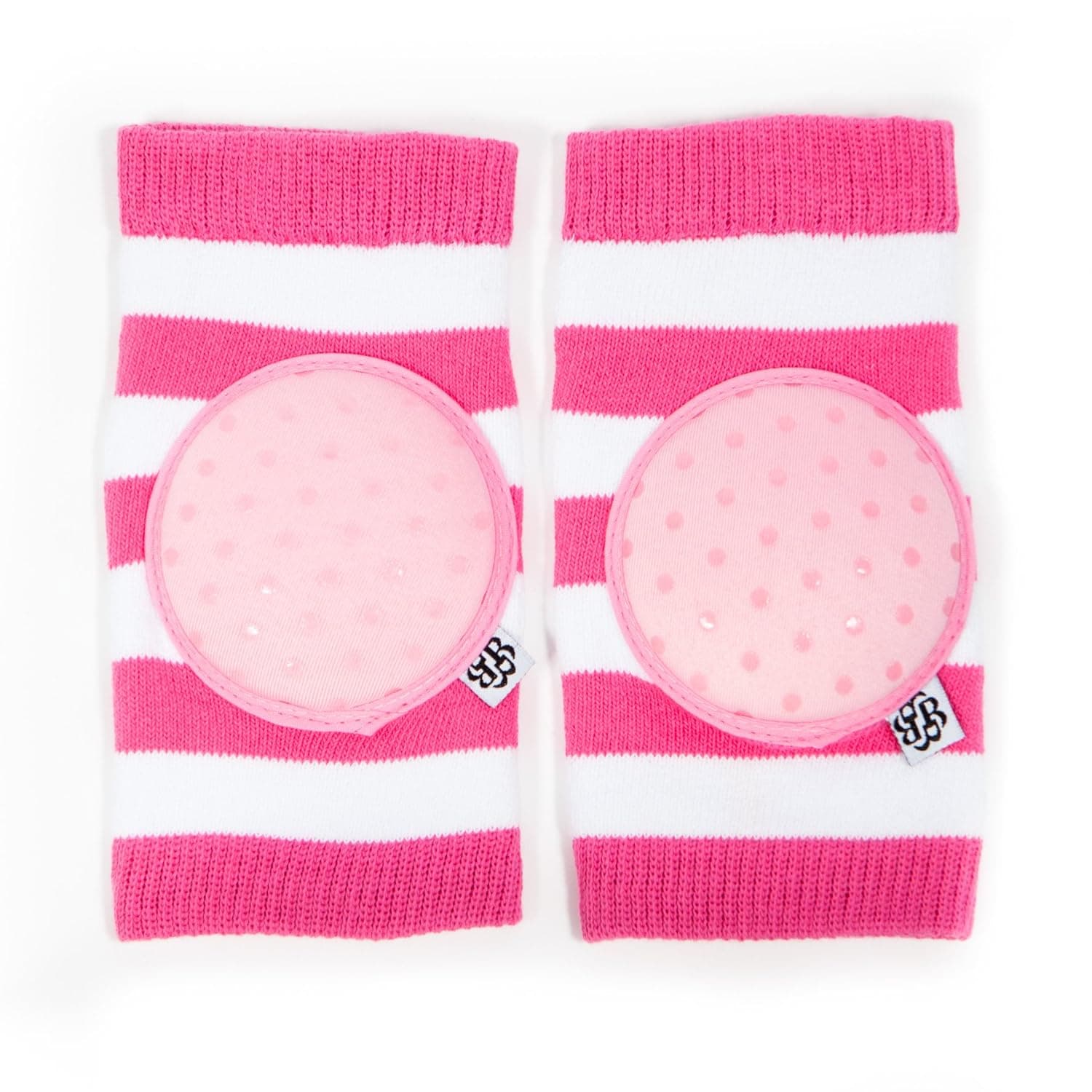 BELLA TUNNO Happy Knees - Baby Crawling Knee Pads with Anti-Slip Grip and Extra Padding to Protector Knees When Learning to Crawl, Rugby Row Pink, 66" L x 3.5" W (KP42G)