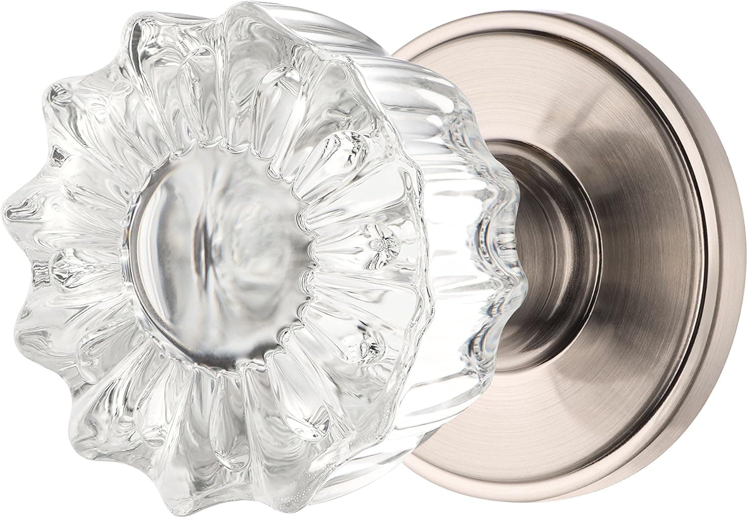 Decor Living, AMG and Enchante Accessories, Diamond Crystal Door Knobs with Lock, Priavcy Function for Bed and Bath, Athena Collection, Satin Nickel