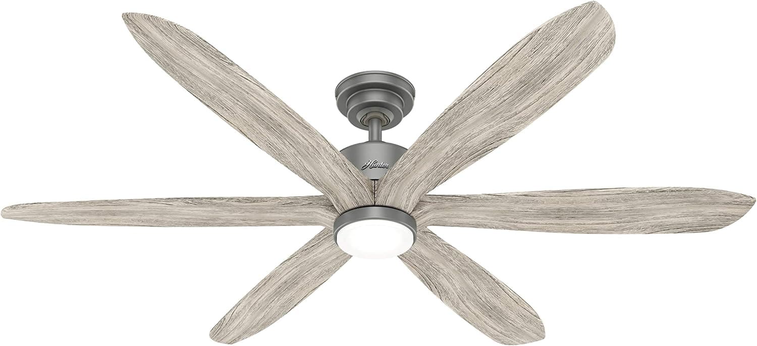 Hunter Fan Company, 50773, 58 inch Rhinebeck Matte Silver Ceiling Fan with LED Light Kit and Handheld Remote