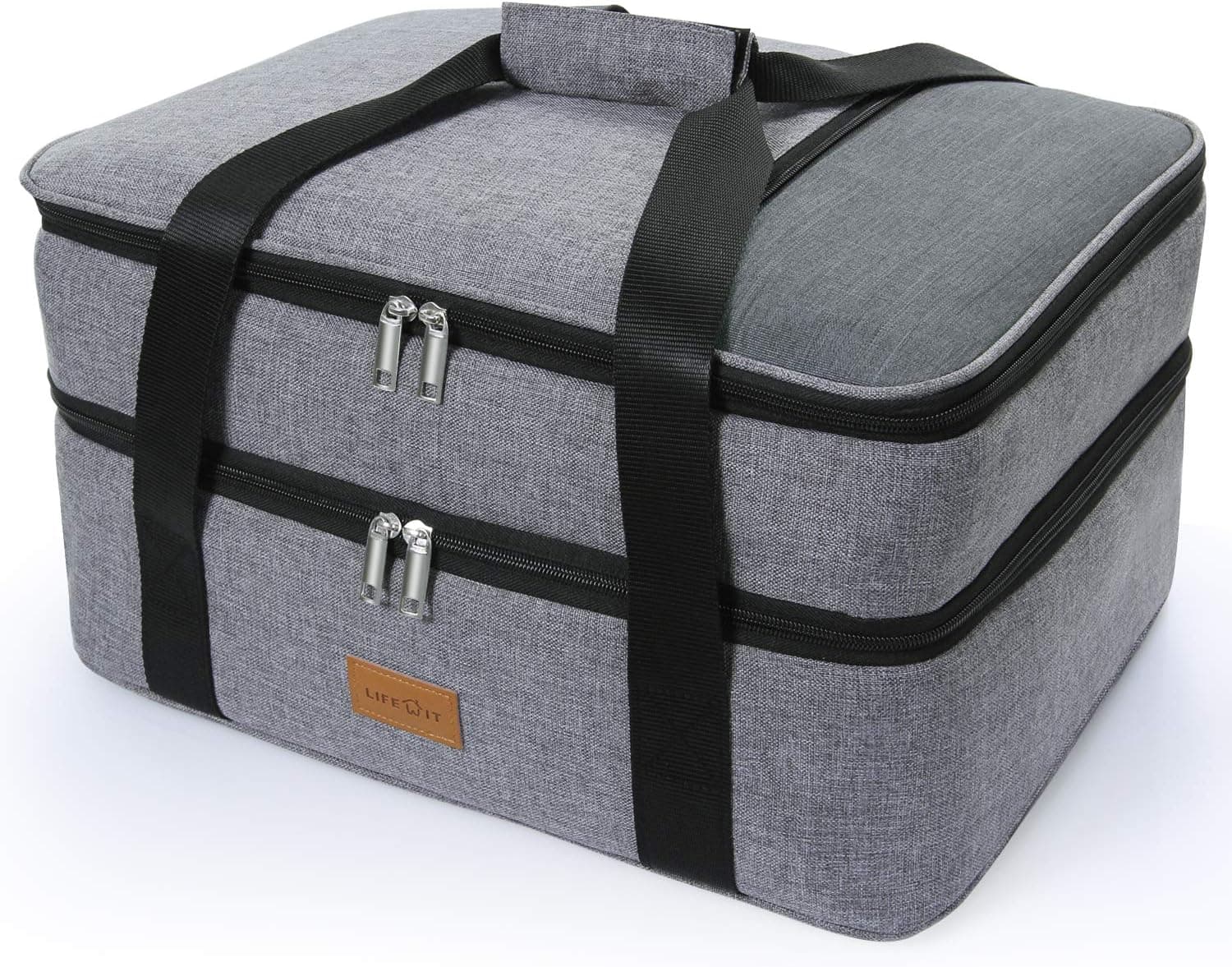 Esosy Double Layer Casserole Holder Barbeque, Suitable for Pollock Party/Picnic/Beach, Insulated Lunch Bag Tote Can Keep Heat/Cold