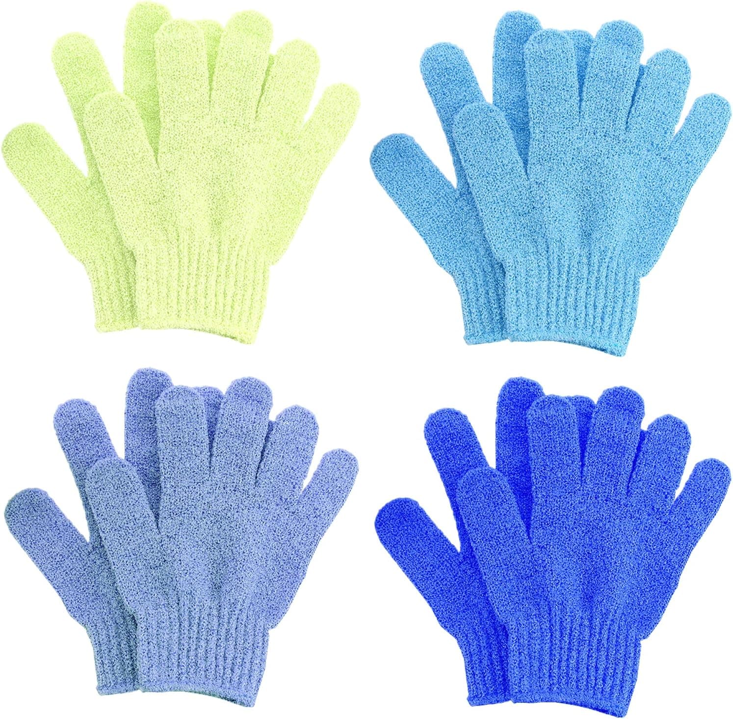 8 Pcs Slick- Exfoliating Gloves, Skin Exfoliator for Body, 4 Pairs Bath Shower Gloves to Remove Dead Skin, Exfoliating Body Scrub Gloves, Shower Accessories for Women