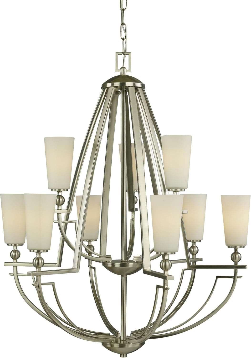 Woodbridge Lighting 12212-STN Aurora Chandelier, 28" x 34", Satin Nickel