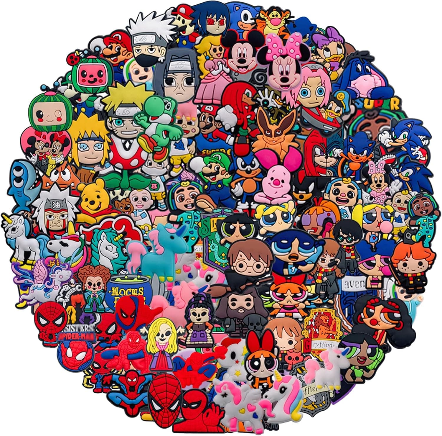 100 Pack Anime Crock Shoe Charms Bulk Pins for Croc Boys Girls, Cute Cartoon Cool Spider Man Toddler Charms for Kids,Decoration Accessories for Bracelet Wristband