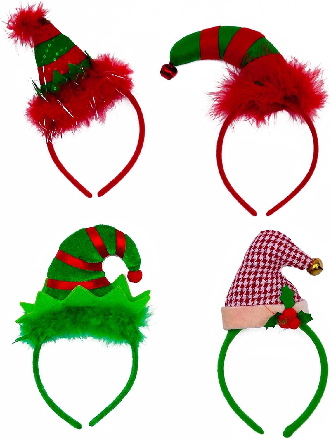 Christmas Headbands - Set of 4 Elves Party Hats Christmas Elf Headbands