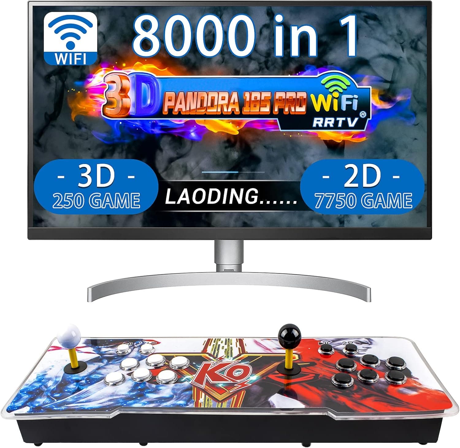 3D+ Pandora's Games Arcade Game Console, Pandora Box Arcade - 8000 Games Installed, WiFi Function to Add More Games, Support 3D Games, 1280x720 Full HD,Search/Save/Hide/Pause Games, Favorite List