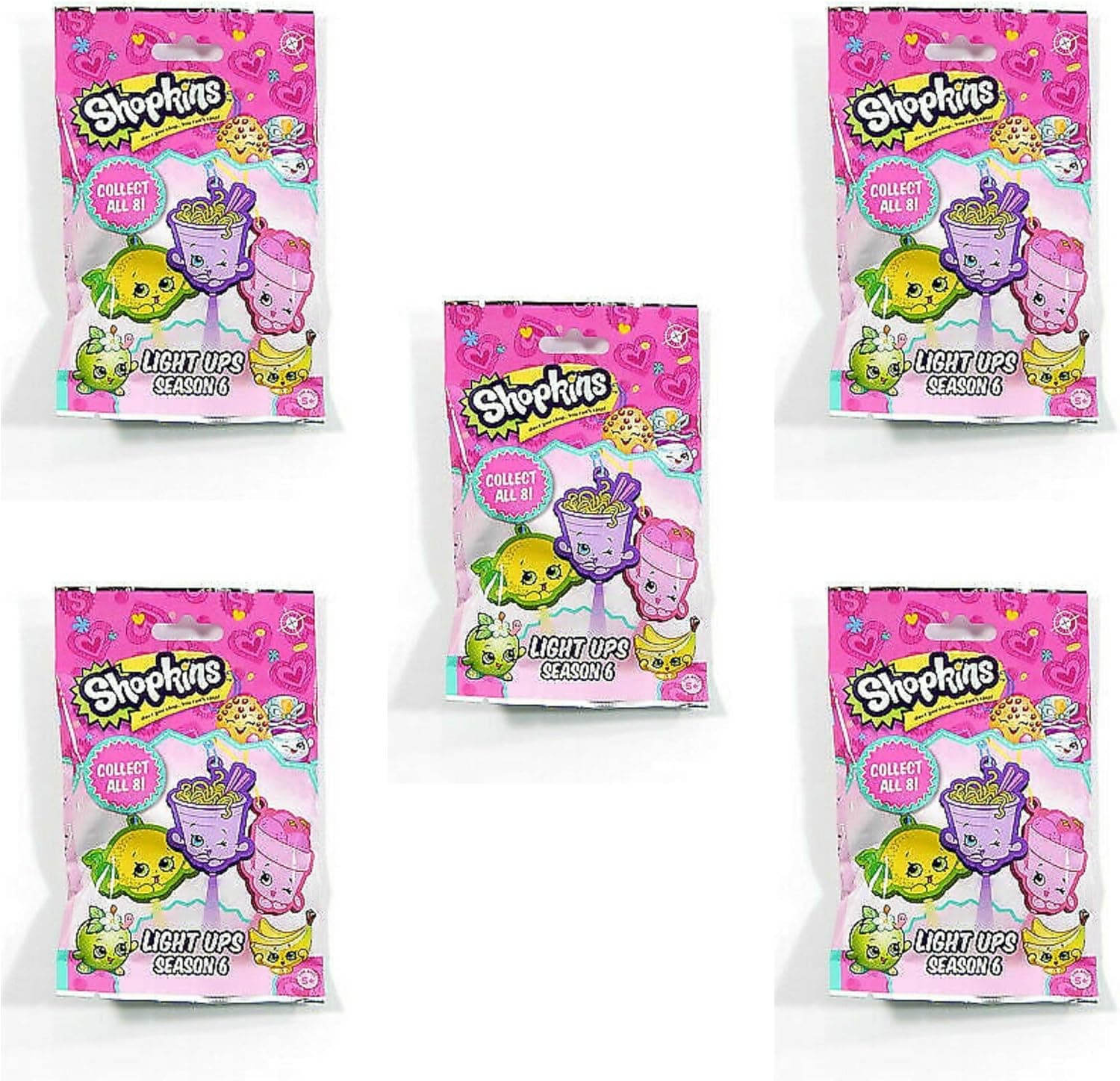 Moose Shopkins Light Ups Series 6 Sealed 5 Packs Collect All 8