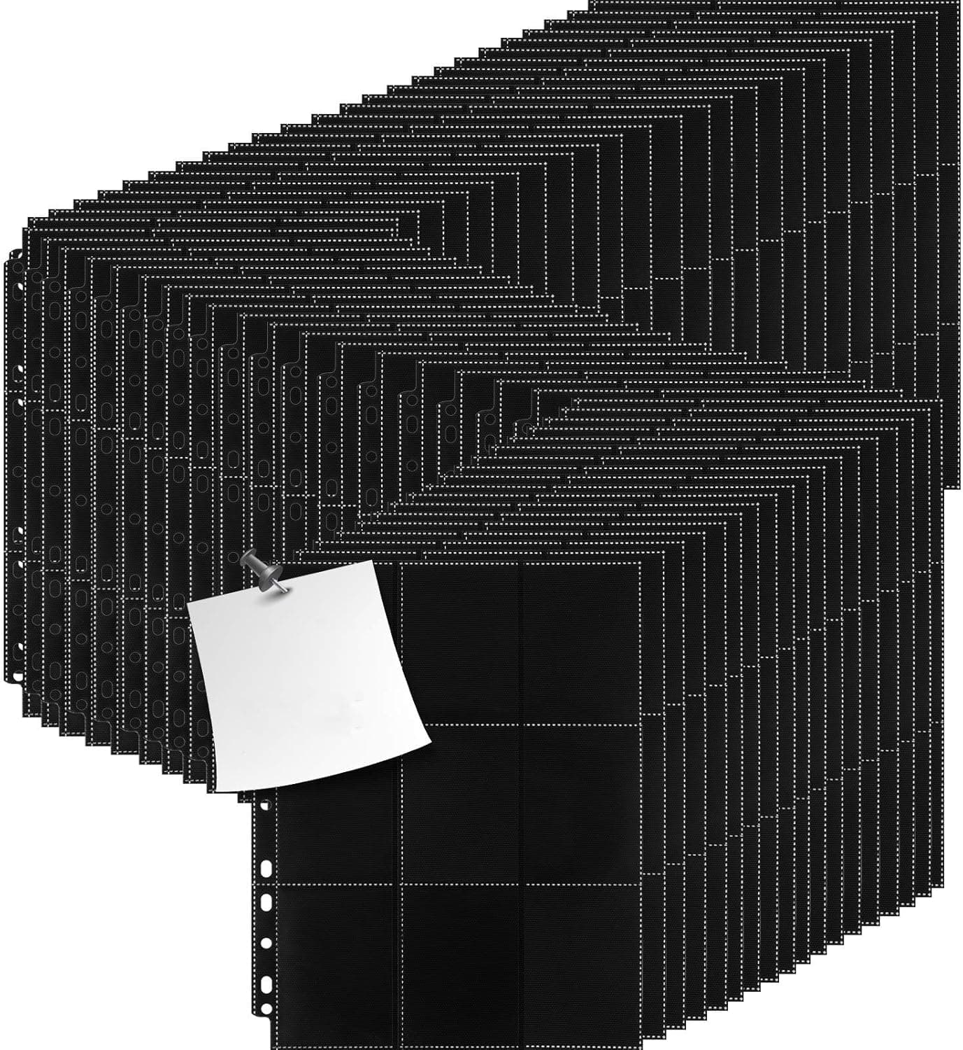 Trading Card Sleeves Binder Album, Baseball Card Binder Holder Compatible with Football, Standard Sized Sport Cards and Celebrity Cards for 3-Ring Binder (25 Sheets)