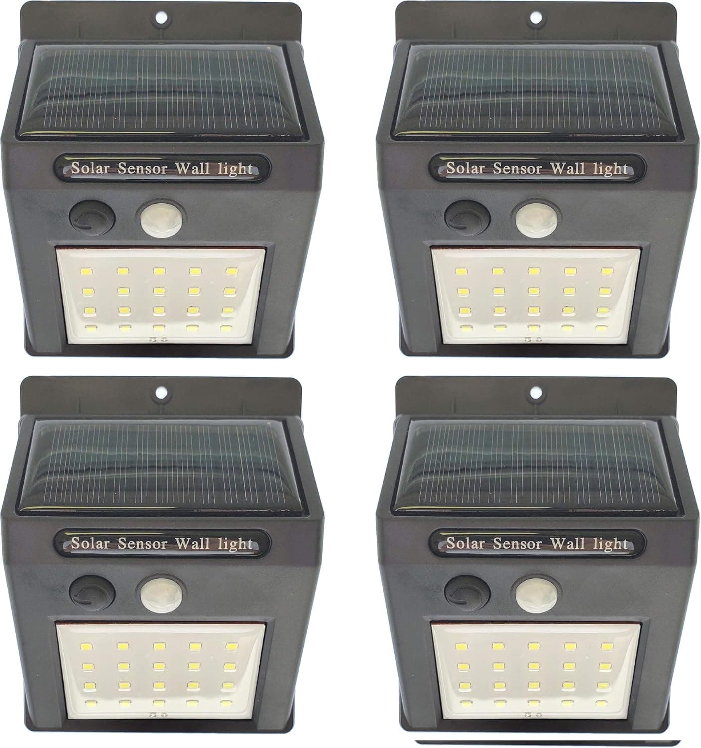 eFamily 28 LED Solar Lights Outdoor 400 Lumens, Wireless Motion Sensor Light, Automatic Motion, Wall Mounted, Easy to Install Security Lights for Front Door, Yard, Garage, Deck [4-Pack]