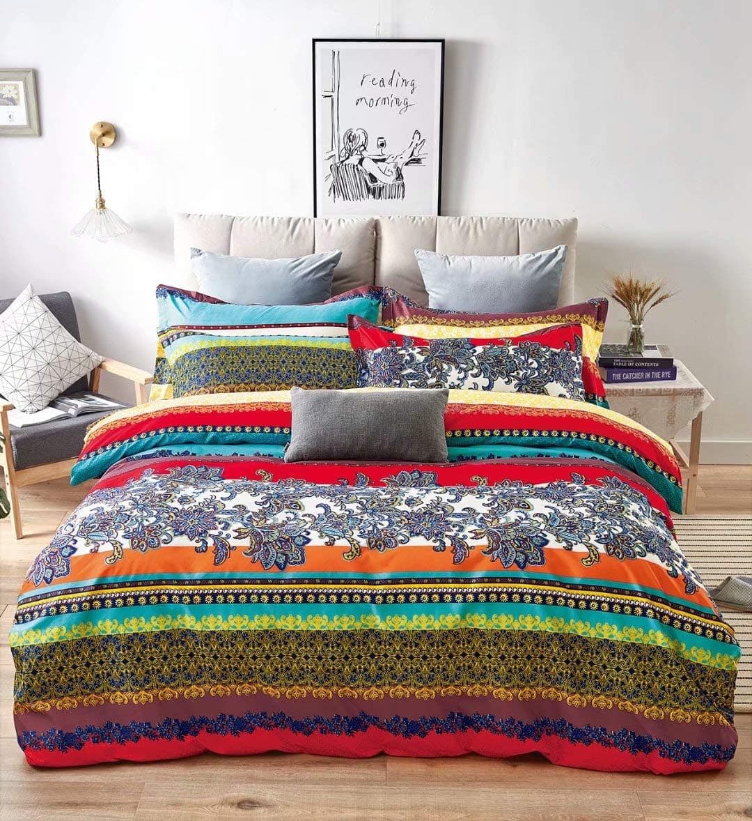 Shatex Twin Comforter Set 2 Piece All Season Bedding Warm Comforters - Ultra Soft Polyester Bohemia Western Pattern - Western Boho Twin/Twin XL Bedding Comforters