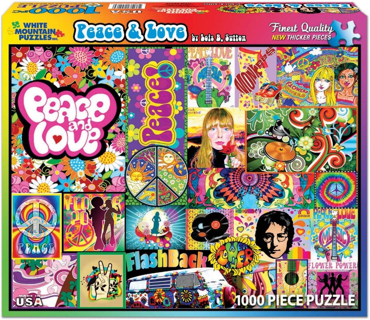 White Mountain Puzzles Peace and Love - 1000 Piece Jigsaw Puzzle