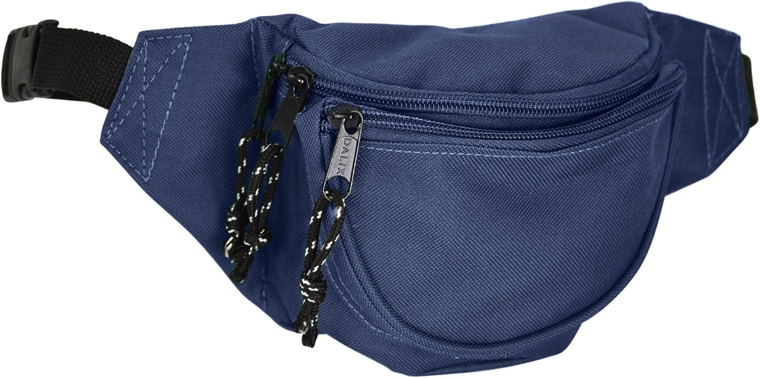 DALIX Small Fanny Pack Waist Pouch S XS Size 24 to 31 in Navy Blue