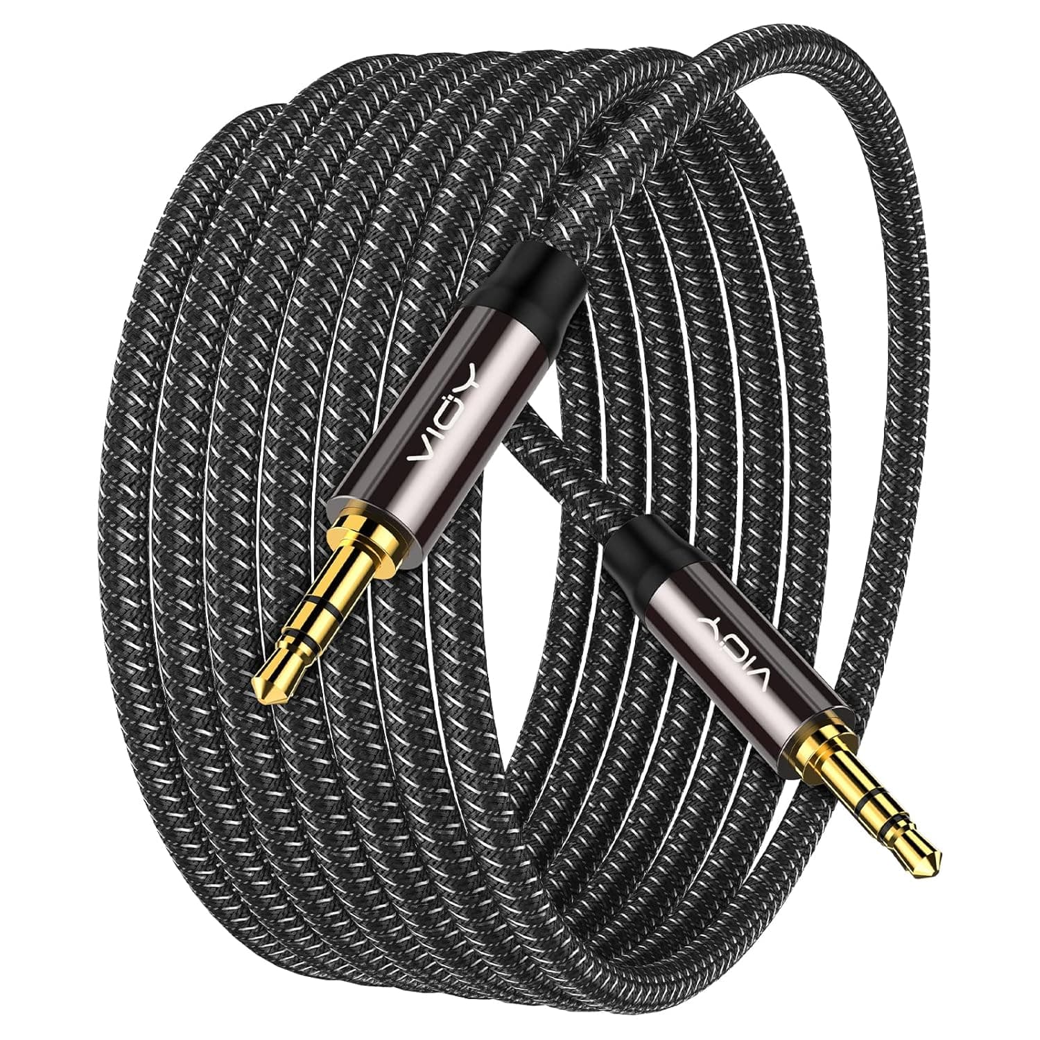 VIOY Aux Cable (20ft), [Copper Shell, Hi-Fi Sound] 3.5mm Male to Male Braided Auxiliary Cord Compatible with Headphone, Smartphone, Home/Car Stereo, Speaker, Echo & More………