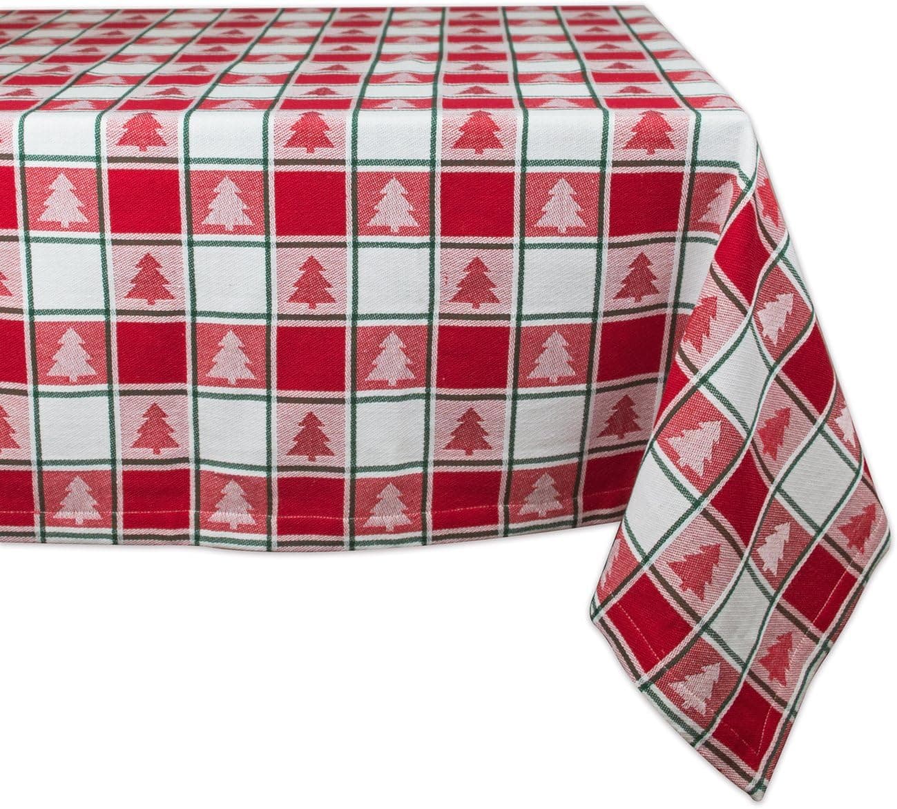 DII Holiday Trees Square Tablecloth, 100% Cotton with 1/2" Hem for Holiday, Family Gatherings, & Christmas Dinner (52x52 - Seats 4)