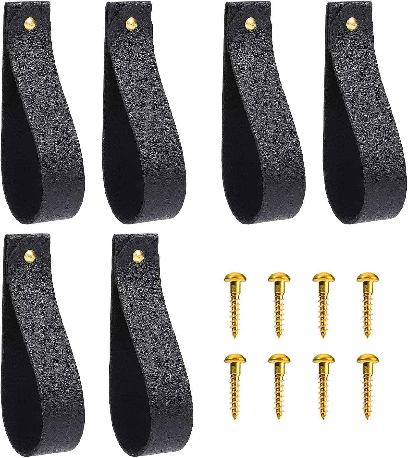 6 Pcs Leather Wall Hooks Wall Hanging Strap Leather Curtain Rod Holder Leather Straps Hanger Towel Leather Hook for Towel Bathroom Kitchen Bedroom(Black)