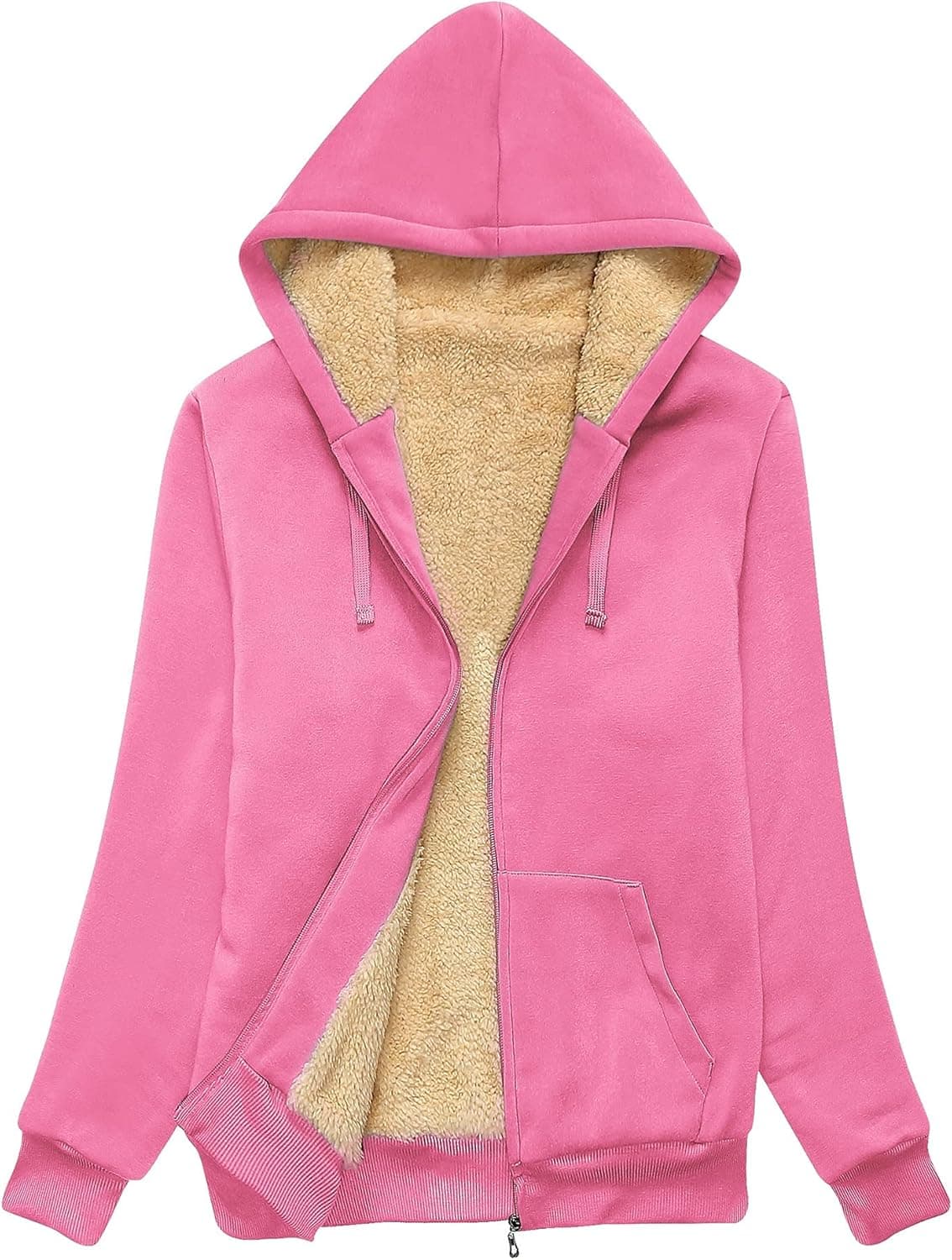 JACKETOWN Zip Up Hoodies for Women Warm Fall Winter Fleece Jacket Casual Hooded Sweatshirts Thick Sherpa Lined