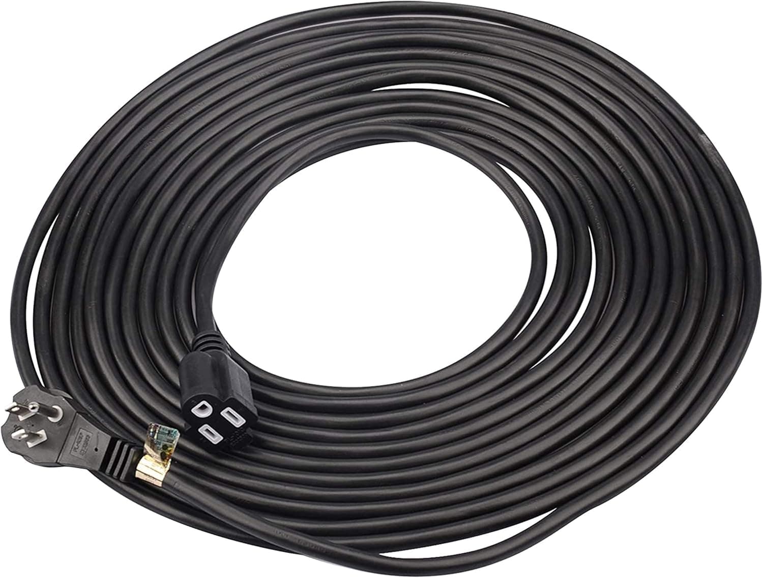 ClearMax 30 Ft Indoor and Outdoor Waterproof Extension Cord, Weatherproof, Tangle Free, ETL Approved, 16 Gauge Heavy Duty Power Cord, Black