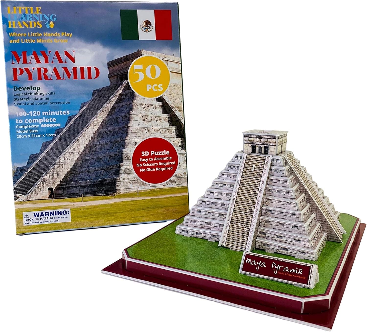Little Learning Hands 3D Puzzles for Adults and Kids | Mayan Pyramid 3D Puzzle | Mexico Architecture Model Kit | Birthday Gifts for Kids, Teens and Adults