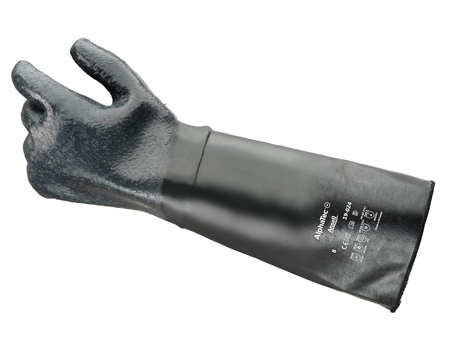 Ansell Thermaprene 19-024 Neoprene Glove, Chemical Resistant, Gauntlet Cuff, 18" Length, X-Large (Pack of 12)