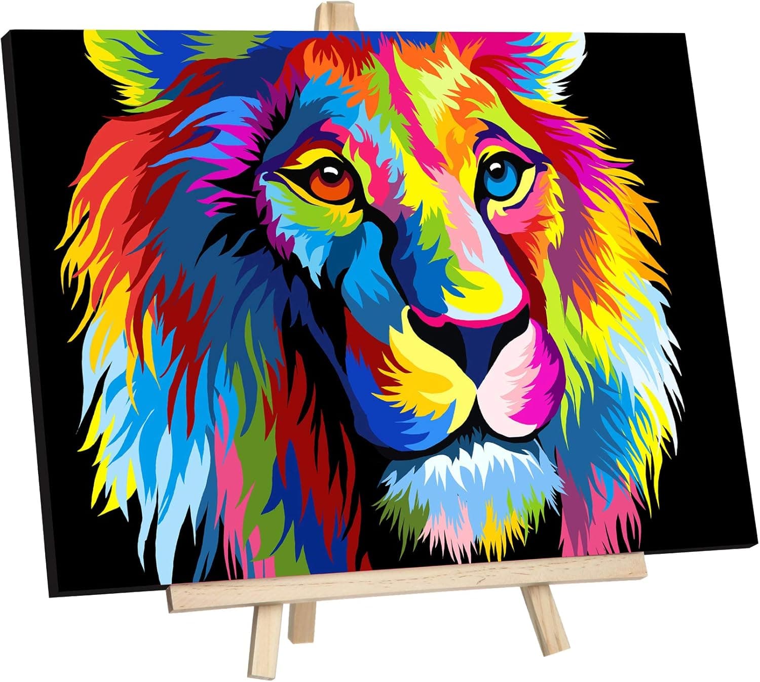 JingZhouYang Paint by Numbers for Kids & Adults & Beginner Painting Gift Kits - 16"×12" Colorful Lion Framed