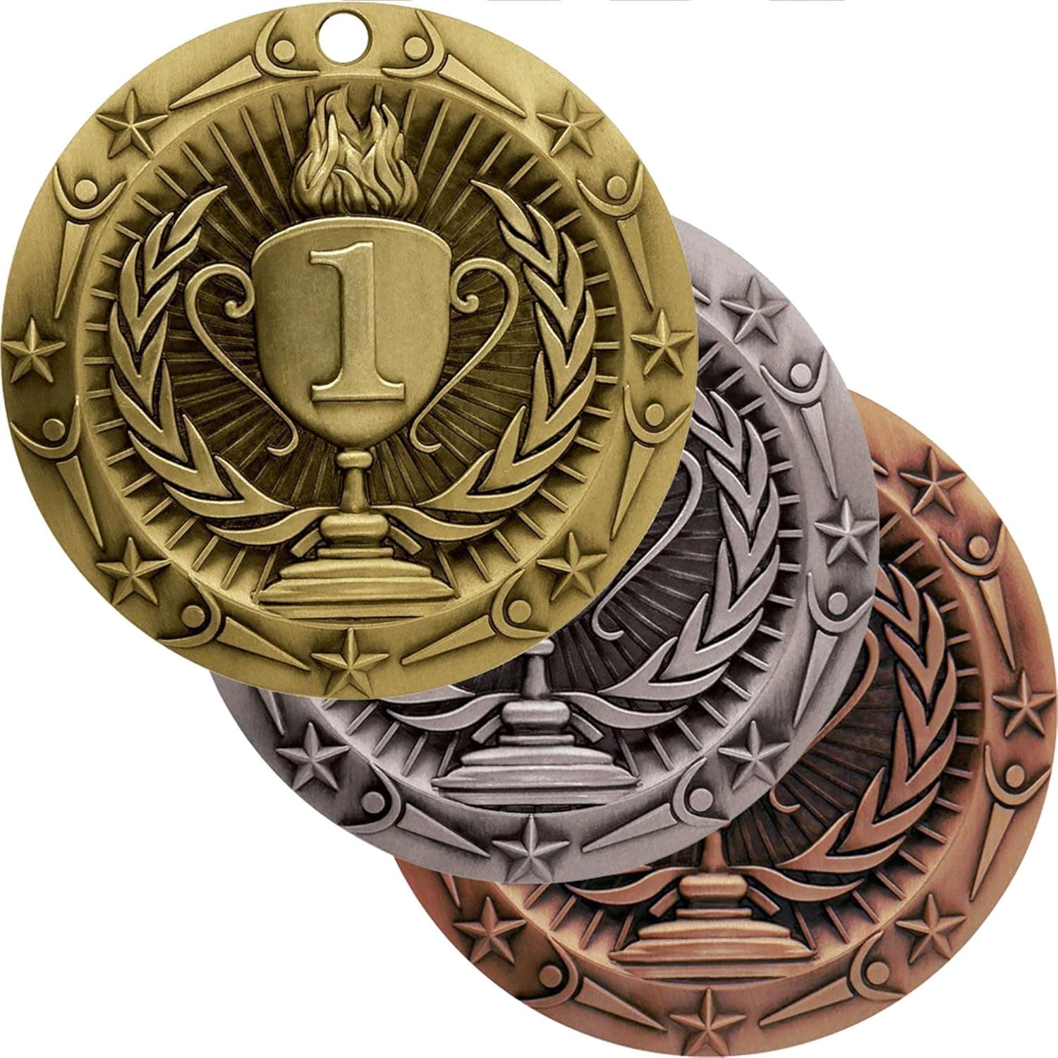 On Top Awards - 3" Heavy Duty 1st 2nd 3rd Place Medals with 32" Red White & Blue Ribbons