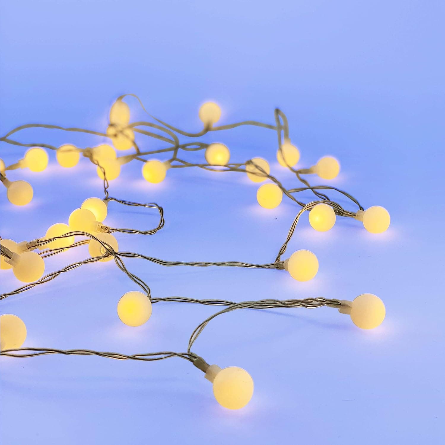 Adorox 13.5 ft LED Frosted White Globe String Lights Ball Christmas Decoration Tree Lights Indoor Outdoor Home Decorative Patio Garden Wedding Light