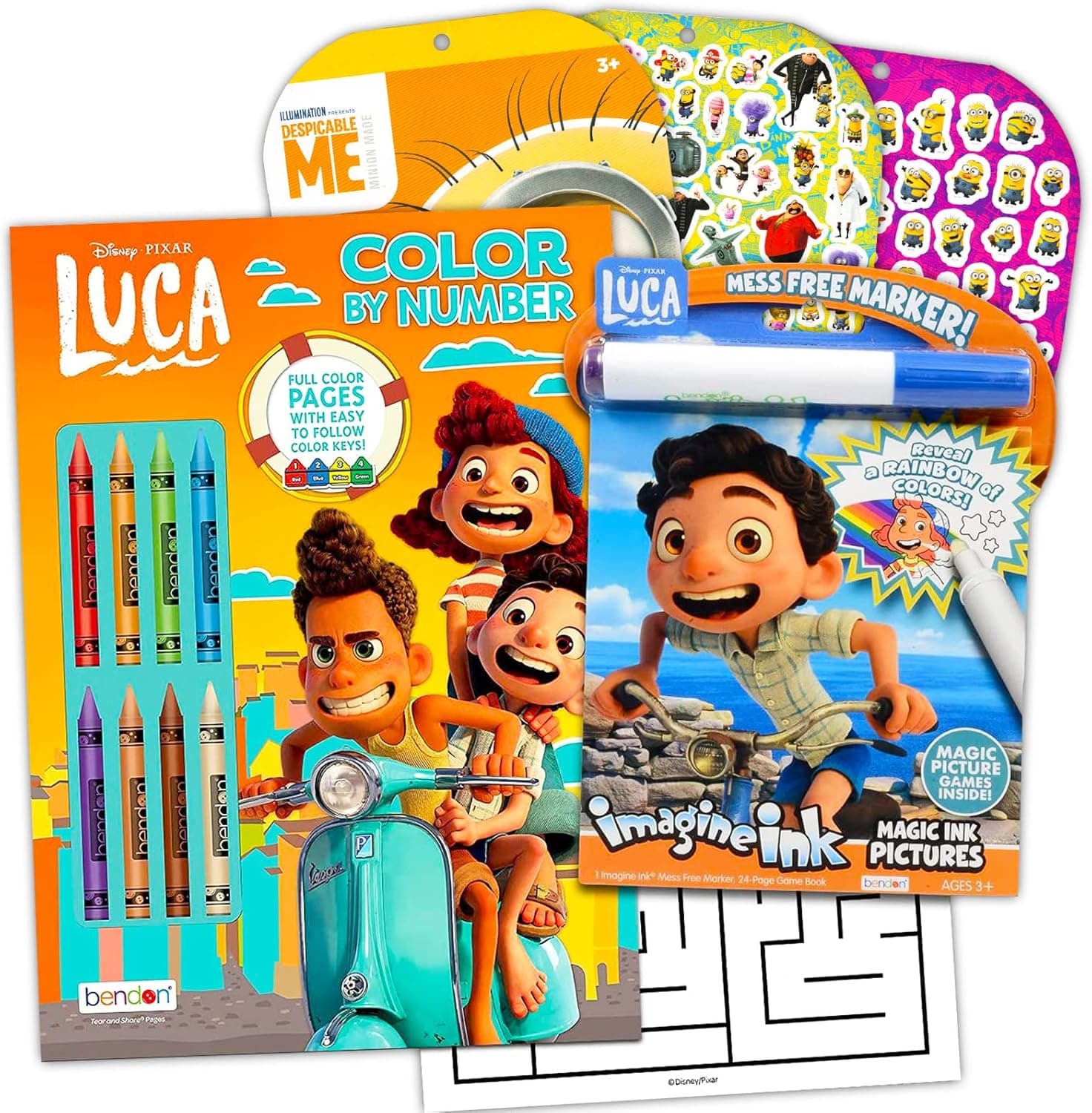 Classic Disney Luca Coloring Book Activity Bundle for Kids Luca Movie Birthday Party Favors, Supplies Set for Boys and Girls with Mess-Free Imagine Ink, Games, Puzzles, and Stickers