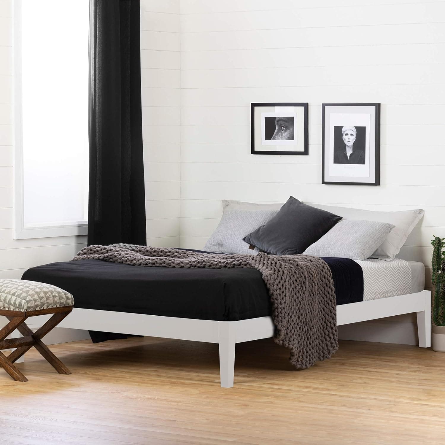 South Shore Vito Platform Bed-Full-White