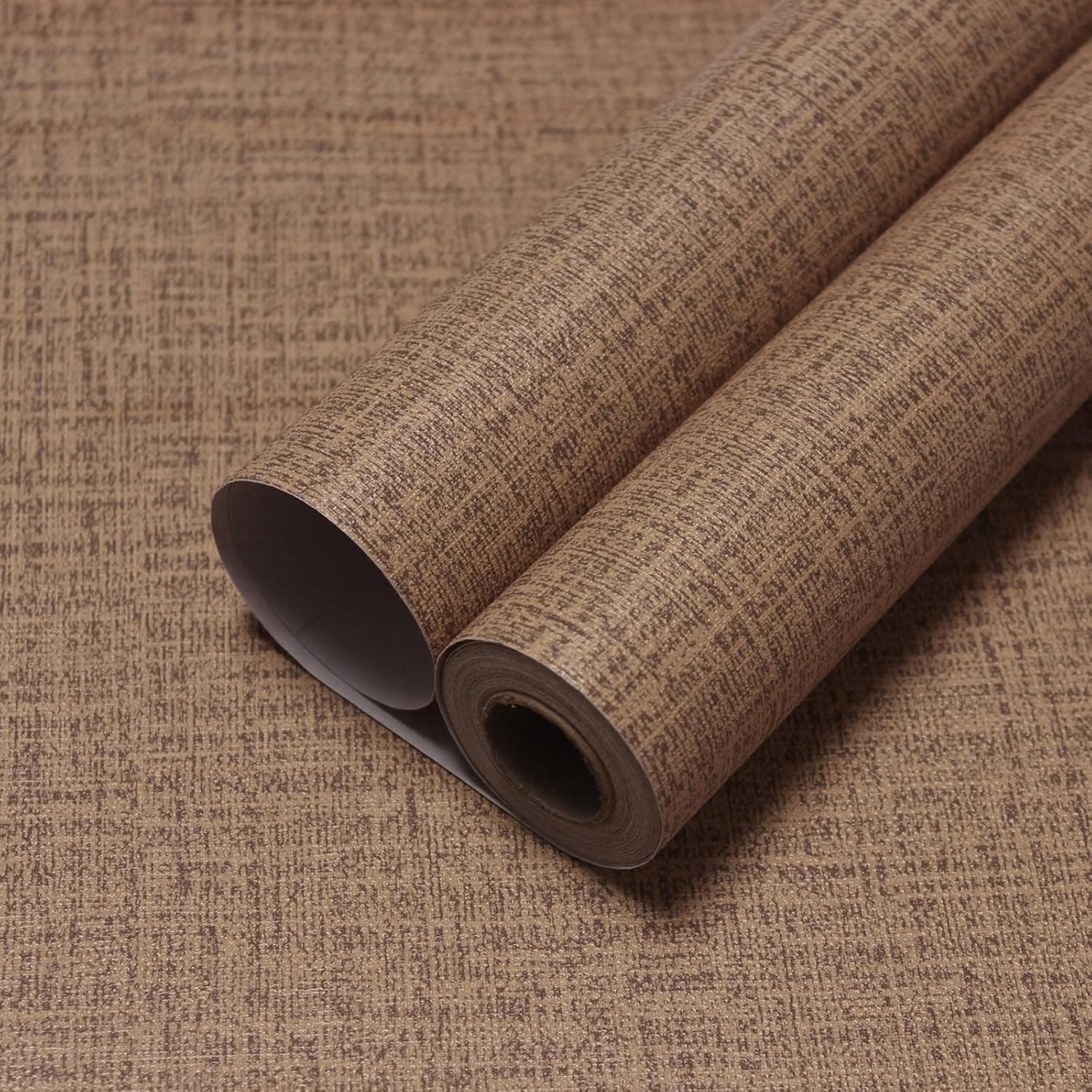 WAPANE Grasscloth Peel and Stick Wallpaper 15.7" x 78.7", Faux Linen Contact Paper for Cabinets/Countertops Removable, Wall Paper Self Adhesive, Vinyl Fabric Wallpaper Waterproof, Coffee