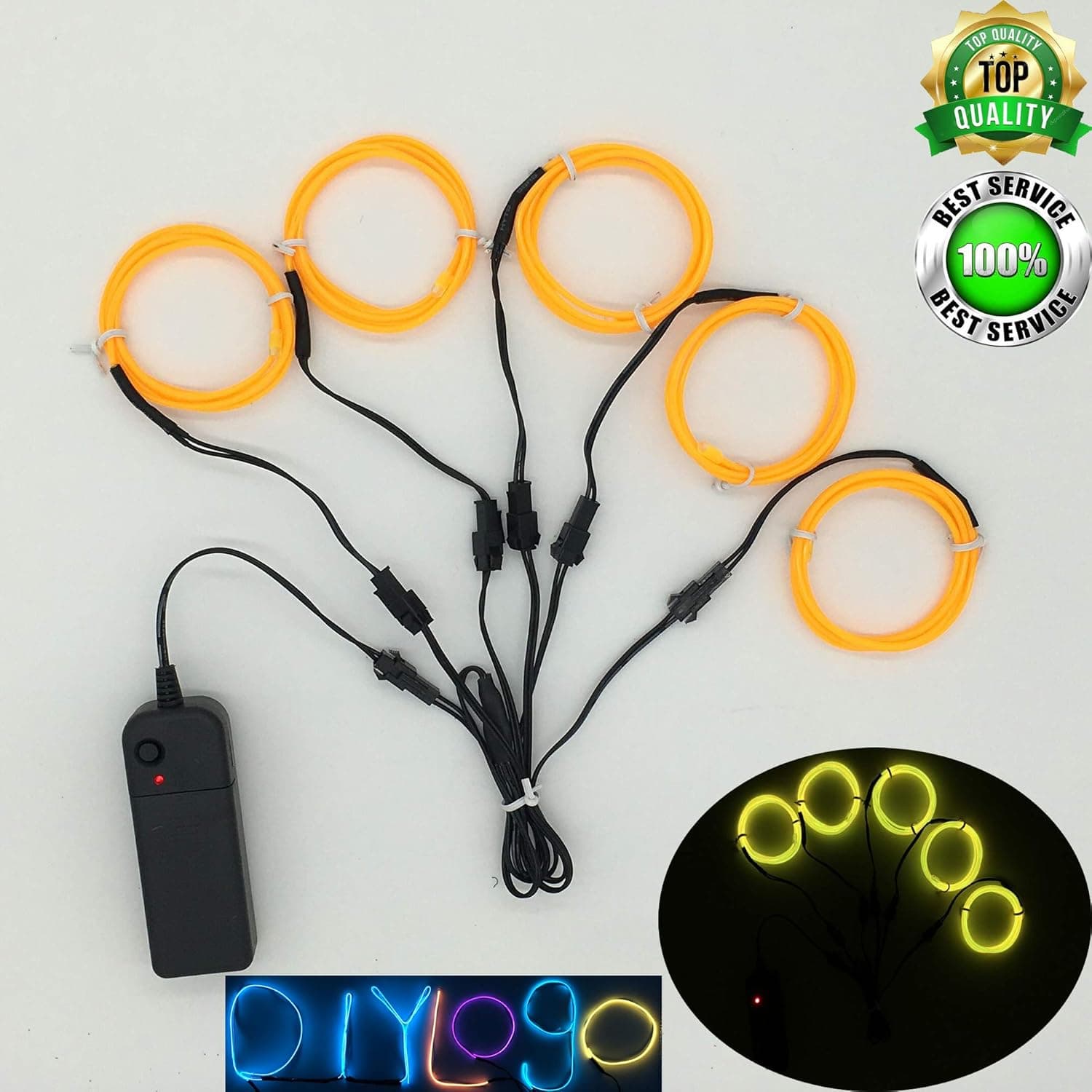 ShineWorld EL Wire Kit 5 by 1Meter,Neon EL Wire kit,Neon Light Wire,Glowing Wire,EL Wire with Battery Pack for Parties,Halloween,Christmas,DIY Decoration