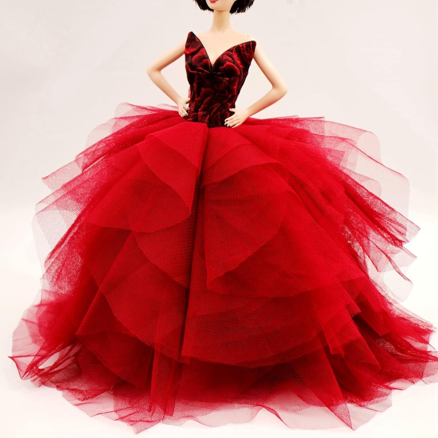 Cora Gu Handmade Classic Gothic Rose Lace Dress/Wedding Gowns Fit for 12" Fashion Doll [Doll's not Included]