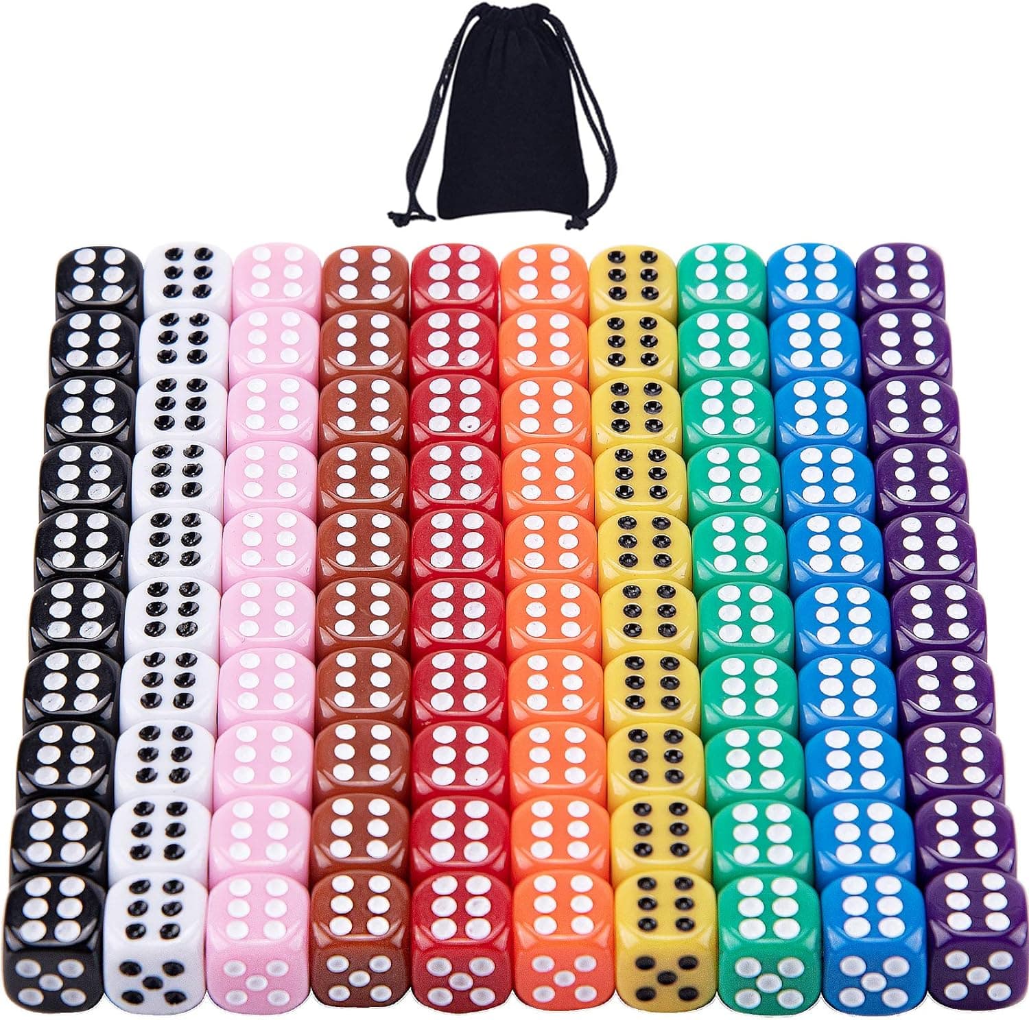 AUSTOR 100 Pieces Dices 12mm Game Dice Set 6 Sided Round Corner Dices for Tenzi, Farkle, Yahtzee, Bunco or Teaching Math