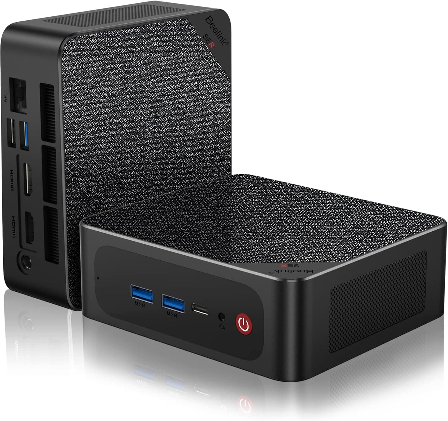 Beelink SER6 Gaming Mini PC, AMD Ryzen 5 6600H(6C/12T Up to4.5Ghz), 16G DDR5 RAM 500G PCIe 4.0 SSD Mini Desktop Computer, Radeon 660M 6Core 1.9Ghz/Wifi6/BT5.2/2.5G LAN/USB4.0/4K@60Hz Triple Display
