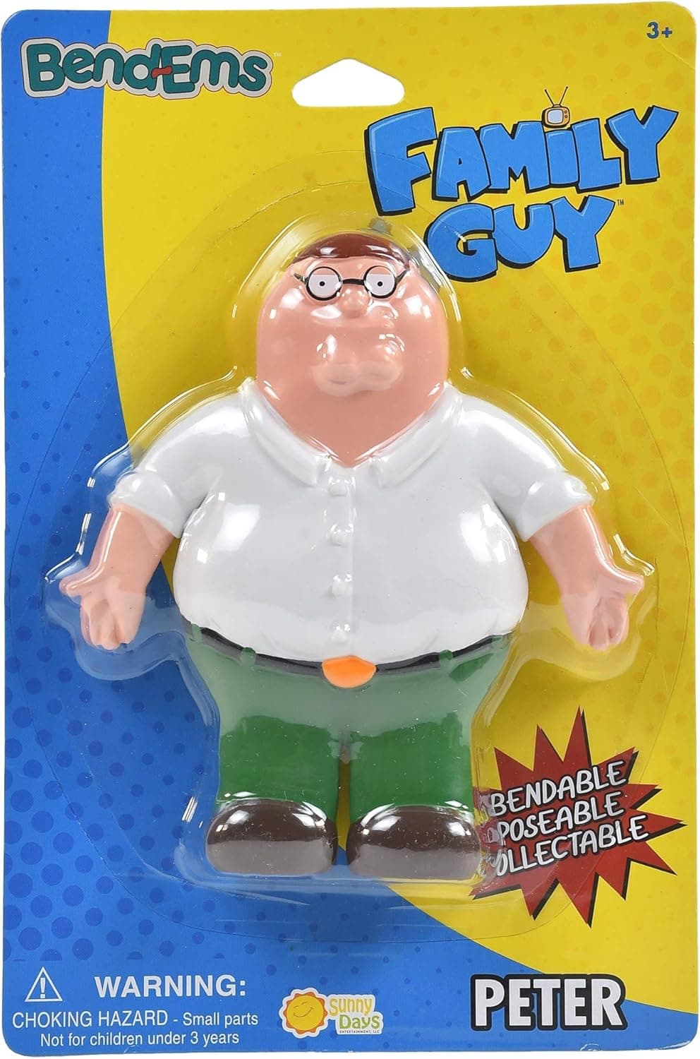 Sunny Days Entertainment BendEms Collectible Posable Action Figure - Family Guy Peter, Multi
