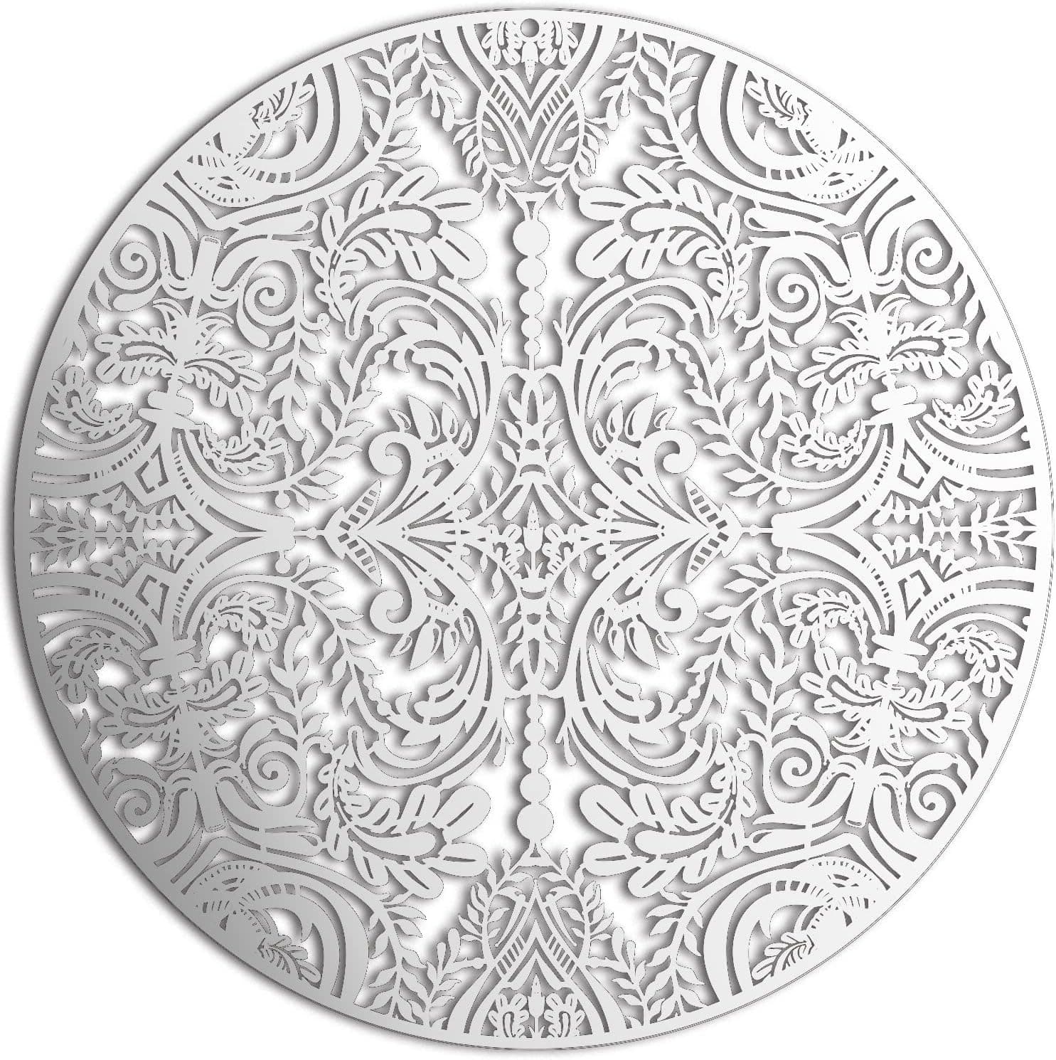 Mandala Metal Wall Art Decor Home Hanging Artwork Stainless Steel Yoga Decor Spiritual Gifts Wall Sculpture Art Symbol (Sliver)