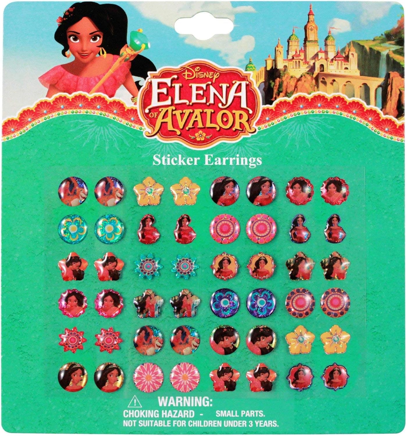 Disney Elena Avalor Sticker Earrings Dress Up Gift Set 24 Pairs Girls Jewelry