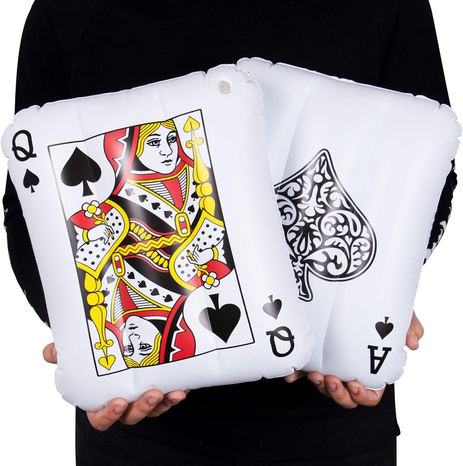 2-pack His and Hers Gifts Mini Inflatable Playing Cards | 13" PVC Blow Up Pool Floaties for Vegas Casino Theme Party Decorations, Swimming Pool Fun, and More, Carnival Prizes, & Decor