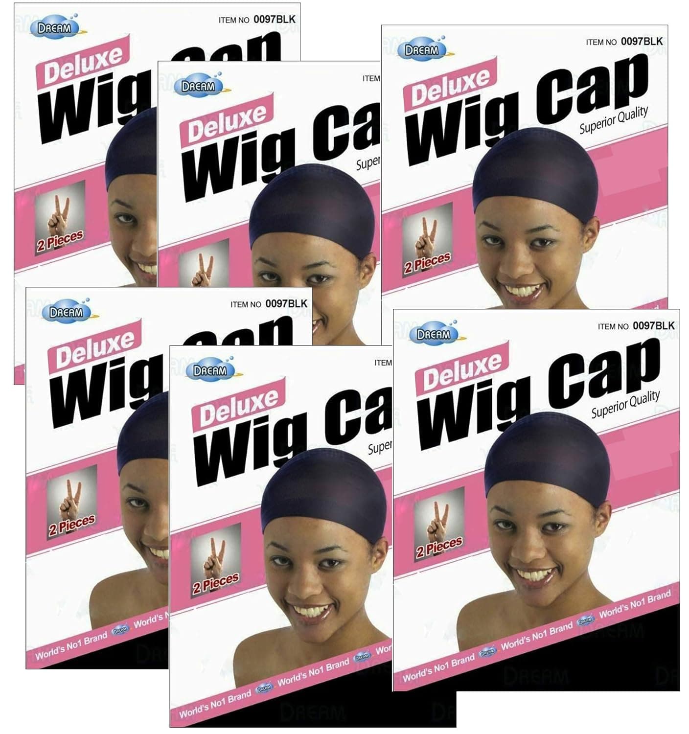 DREAM Deluxe Wig Cap Black 12 pieces (Model: 097 BLACK), Spandex cap